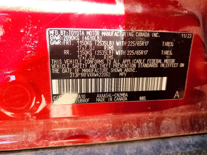 Aukcja sprzedaży 2024 Toyota Rav4, vin: 2T3P1RFVXRW422062, numer aukcji: 58293186