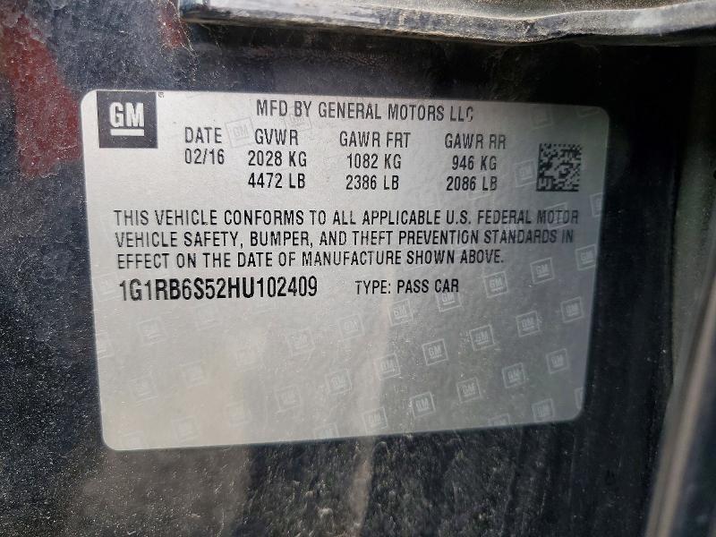 2017 Chevrolet Volt მანქანა იყიდება აუქციონზე, vin: 1G1RB6S52HU102409, აუქციონის ნომერი: 56454616