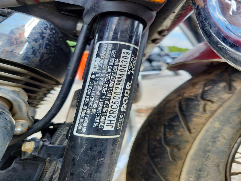 57685846 :رقم المزاد ، JH2RC50028M400309 vin ، 2008 Honda Vt750 مزاد بيع