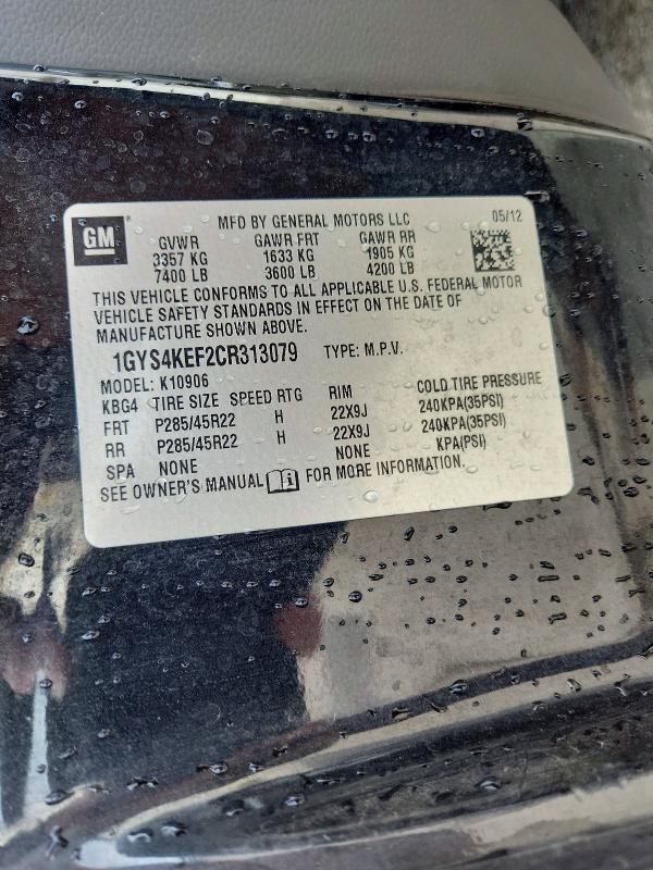 2012 Cadillac Escalade მანქანა იყიდება აუქციონზე, vin: 1GYS4KEF2CR313079, აუქციონის ნომერი: 55708226