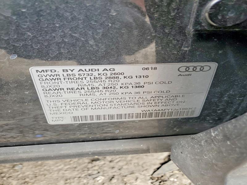 2018 Audi Sq5 მანქანა იყიდება აუქციონზე, vin: WA1A4AFY1J2199362, აუქციონის ნომერი: 55607446