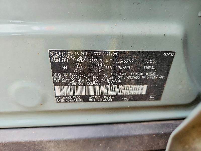 Aukcja sprzedaży 2020 Toyota Rav4, vin: JTMW1RFV5LD059699, numer aukcji: 57598986