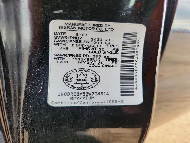 56710416 :رقم المزاد ، JN8DR09Y82W704614 vin ، 2002 Nissan Pathfinder مزاد بيع