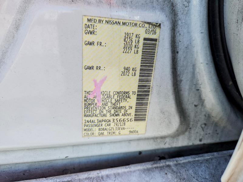 57488326 :رقم المزاد ، 1N4AL3AP4GN356656 vin ، 2016 Nissan Altima مزاد بيع