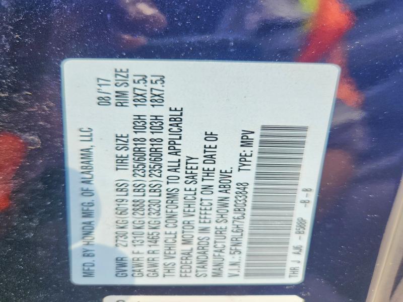 Продаж на аукціоні авто 2018 Honda Odyssey, vin: 5FNRL6H76JB033848, номер лоту: 58355766