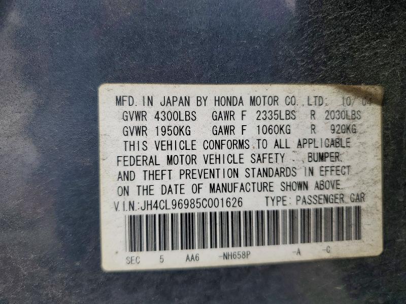 56452876 :رقم المزاد ، JH4CL96985C001626 vin ، 2005 Acura Tsx مزاد بيع