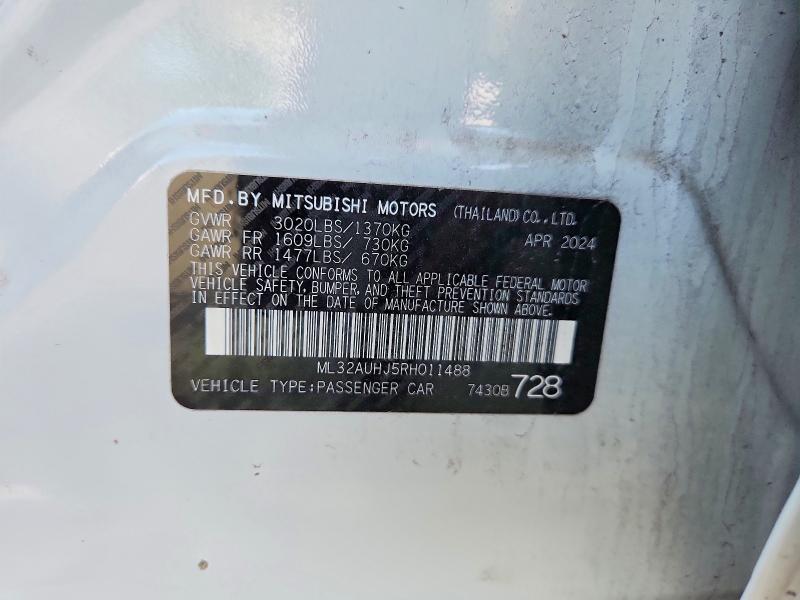 Продаж на аукціоні авто 2024 Mitsubishi Mirage, vin: ML32AUHJ5RH011488, номер лоту: 56129226