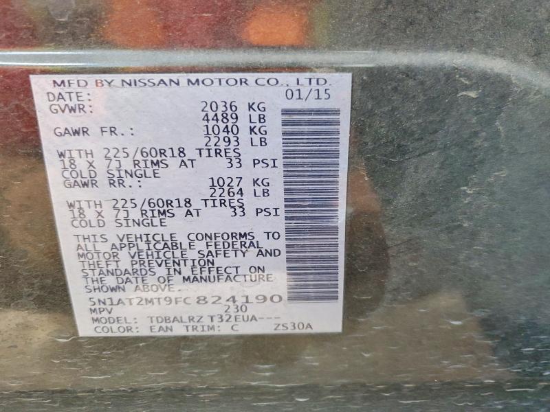 58333286 :رقم المزاد ، 5N1AT2MT9FC824190 vin ، 2015 Nissan Rogue مزاد بيع