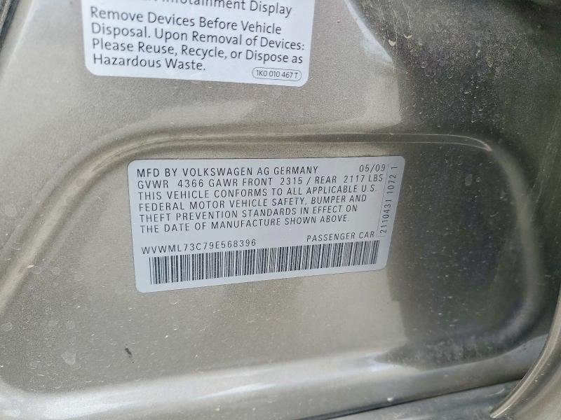 2009 Volkswagen Cc მანქანა იყიდება აუქციონზე, vin: WVWML73C79E568396, აუქციონის ნომერი: 55790876