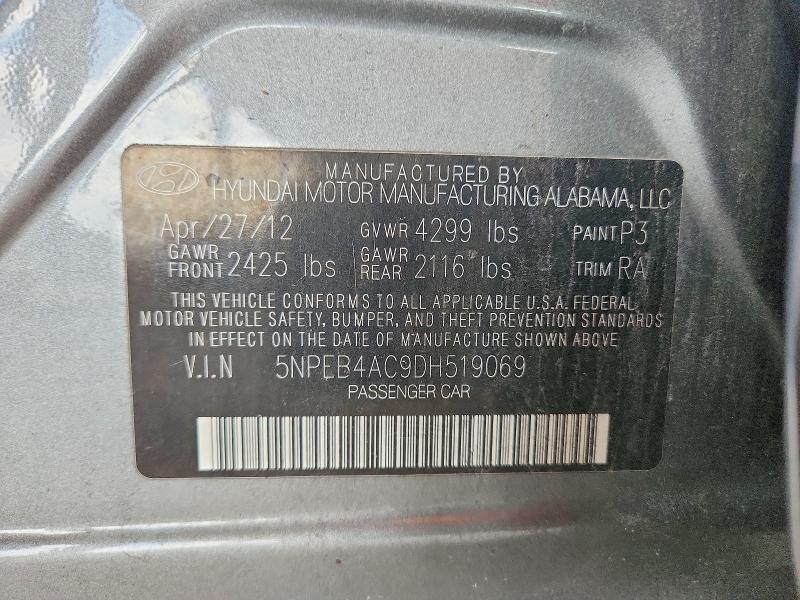 Aukcja sprzedaży 2013 Hyundai Sonata, vin: 5NPEB4AC9DH519069, numer aukcji: 57357516