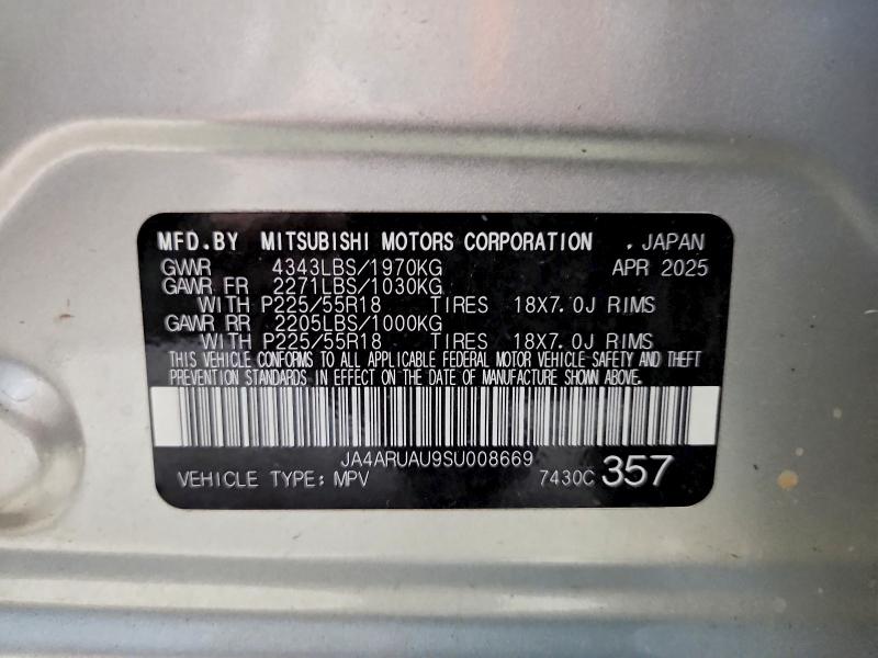 Auction sale of the 2025 Mitsubishi Outlander Sport, vin: JA4ARUAU9SU008669, lot number: 56993006