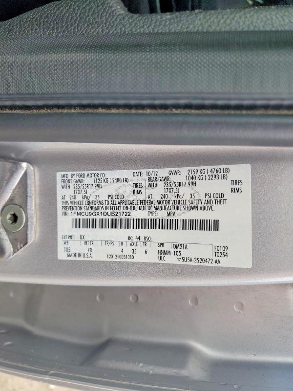 Продажа на аукционе авто 2013 Ford Escape, vin: 1FMCU9GX1DUB21722, номер лота: 59101876