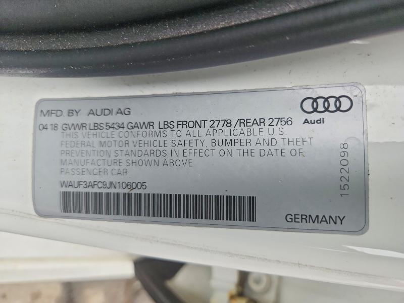 Продаж на аукціоні авто 2018 Audi A6, vin: WAUF3AFC9JN106005, номер лоту: 57733276