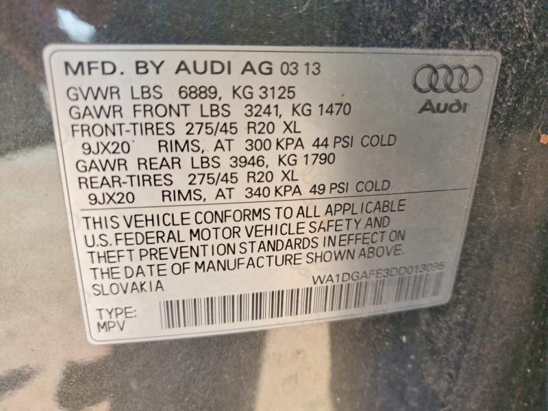 Продажа на аукционе авто 2013 Audi Q7, vin: WA1DGAFE3DD013095, номер лота: 58540096