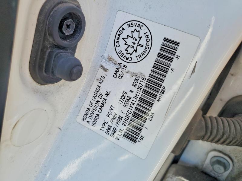 2018 Honda Civic მანქანა იყიდება აუქციონზე, vin: 2HGFC1F41JH106716, აუქციონის ნომერი: 56408476