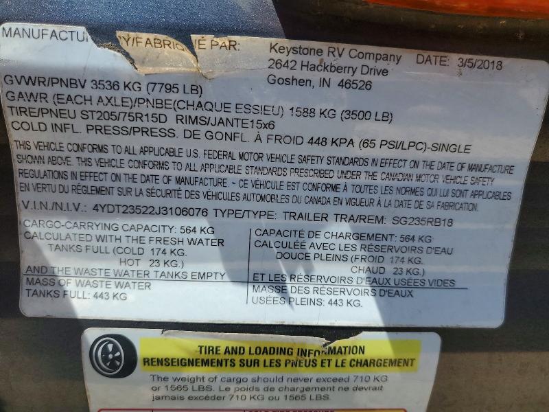 Продаж на аукціоні авто 2018 Keystone Springdale, vin: 4YDT23522J3106076, номер лоту: 58464976