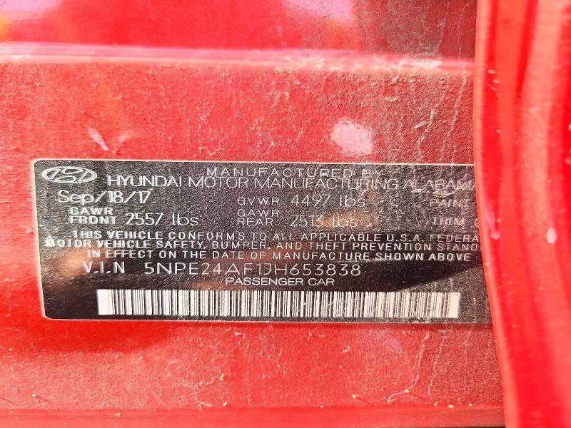 Aukcja sprzedaży 2018 Hyundai Sonata, vin: 5NPE24AF1JH653838, numer aukcji: 57491276