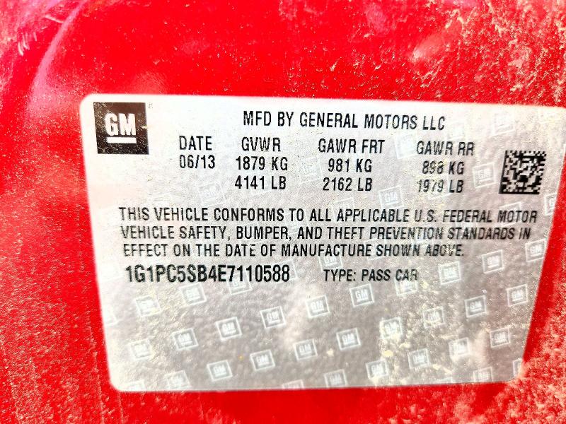 Продажа на аукционе авто 2014 Chevrolet Cruze, vin: 1G1PC5SB4E7110588, номер лота: 58568296