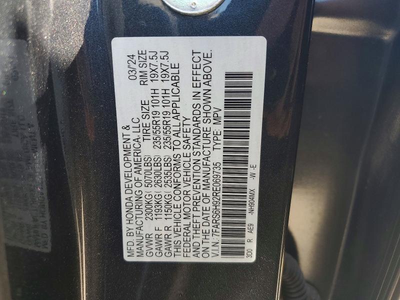 2024 Honda Cr-v მანქანა იყიდება აუქციონზე, vin: 7FARS6H92RE069735, აუქციონის ნომერი: 55632976