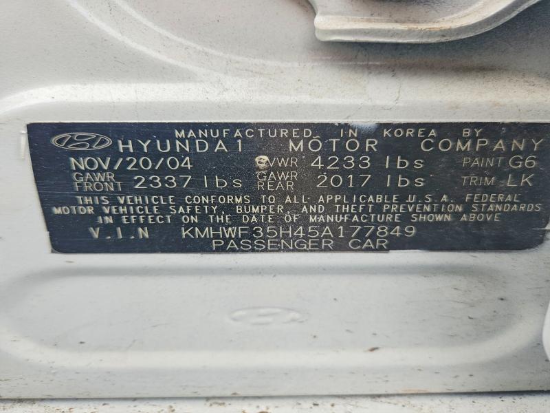 55698456 :رقم المزاد ، KMHWF35H45A177849 vin ، 2005 Hyundai Sonata مزاد بيع