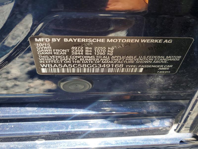 56289756 :رقم المزاد ، WBA5A5C58GG349168 vin ، 2016 Bmw 528 مزاد بيع