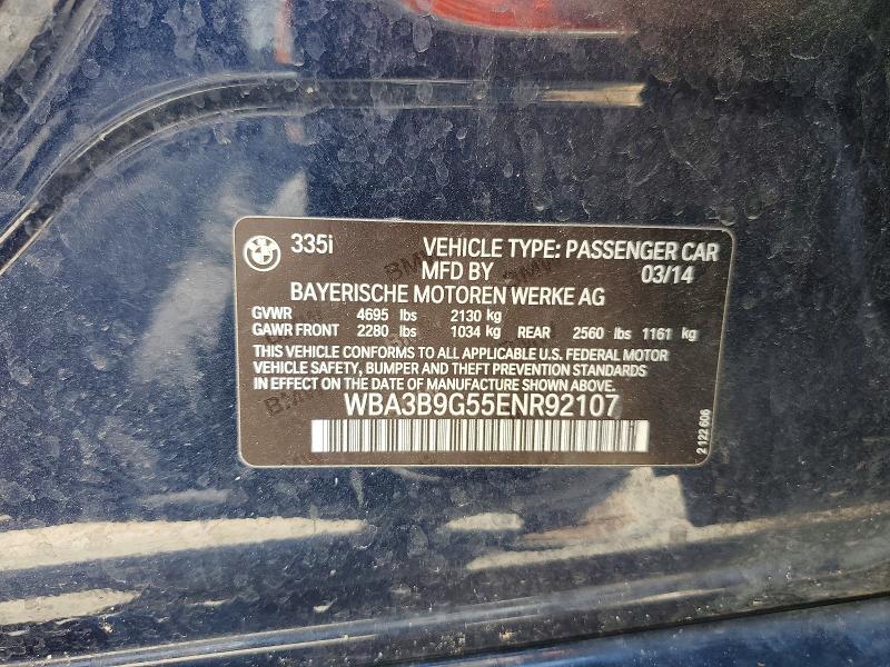 Aukcja sprzedaży 2014 Bmw 335, vin: WBA3B9G55ENR92107, numer aukcji: 56683156