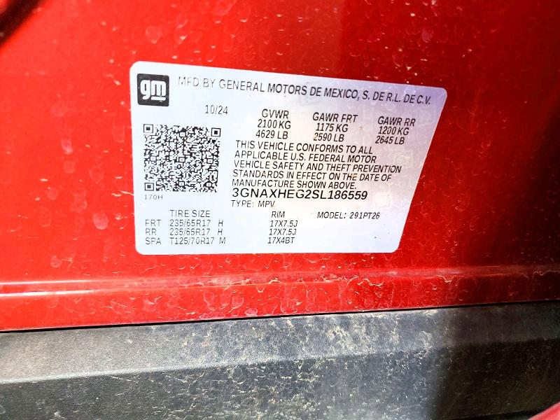 56334746 :رقم المزاد ، 3GNAXHEG2SL186559 vin ، 2025 Chevrolet Equinox مزاد بيع