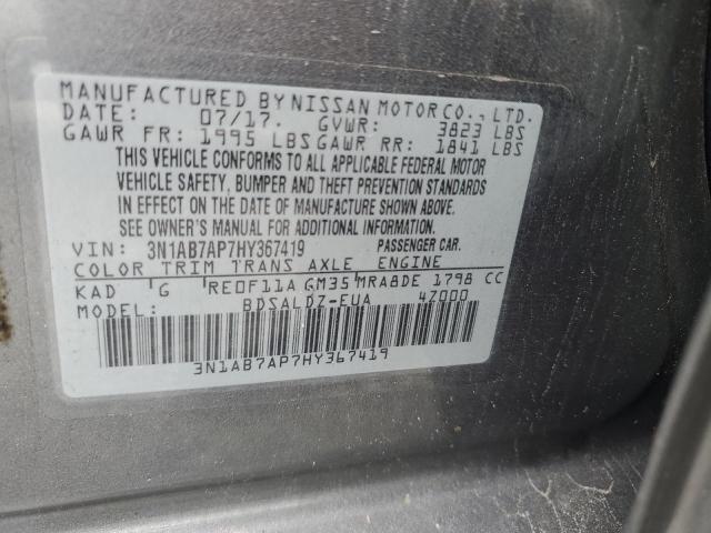 Продаж на аукціоні авто 2017 Nissan Sentra, vin: 3N1AB7AP7HY367419, номер лоту: 55816696
