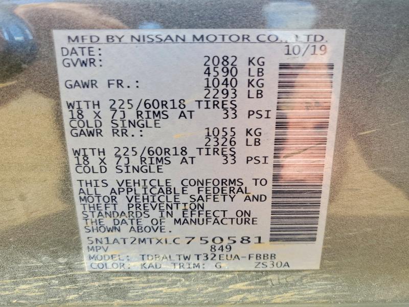Aukcja sprzedaży 2020 Nissan Rogue, vin: 5N1AT2MTXLC750581, numer aukcji: 56666906
