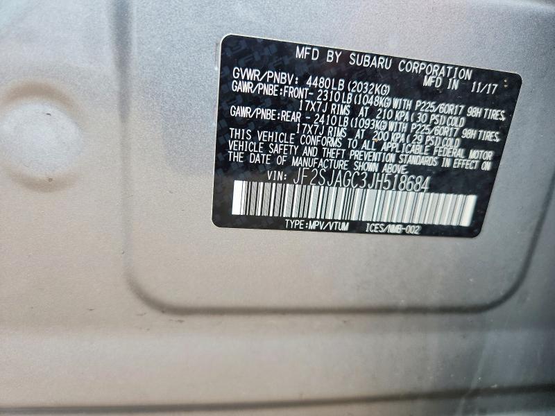 Продажа на аукционе авто 2018 Subaru Forester, vin: JF2SJAGC3JH518684, номер лота: 56324626