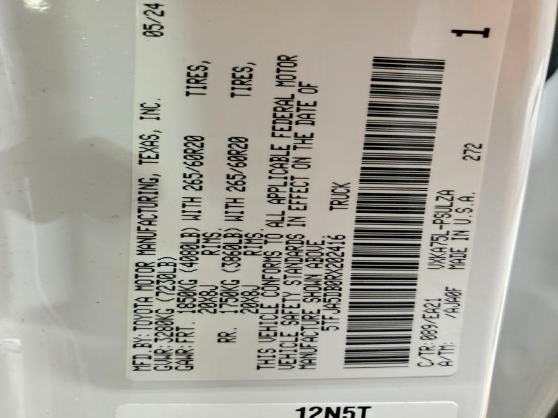 92478115 :رقم المزاد ، 5TFJA5DB0RX202416 vin ، 2024 Toyota Tundra مزاد بيع