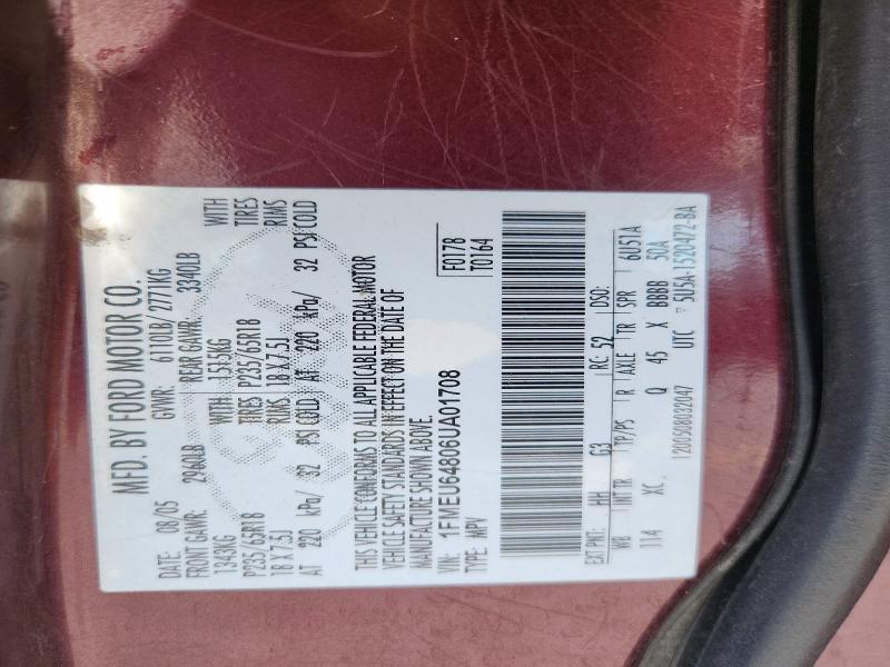 Aukcja sprzedaży 2006 Ford Explorer, vin: 1FMEU64806UA01708, numer aukcji: 55951056