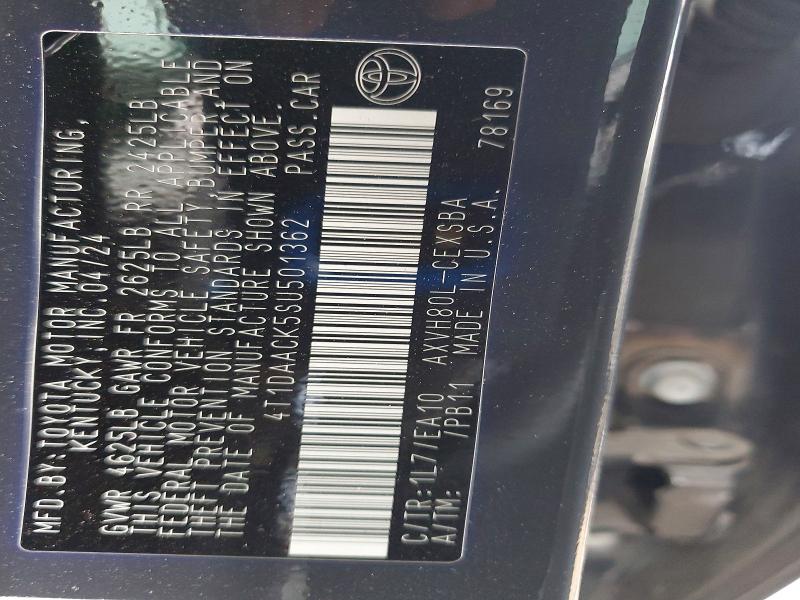 55606236 :رقم المزاد ، 4T1DAACK5SU501362 vin ، 2025 Toyota Camry مزاد بيع
