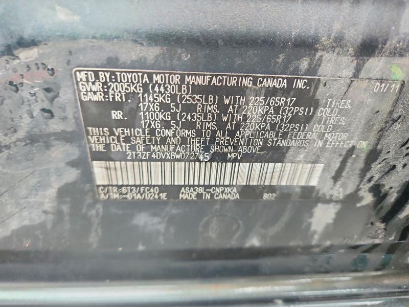 2011 Toyota Rav4 მანქანა იყიდება აუქციონზე, vin: 2T3ZF4DVXBW072745, აუქციონის ნომერი: 57920006