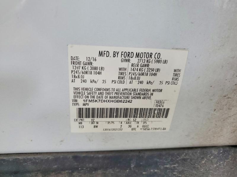 Продажа на аукционе авто 2017 Ford Explorer, vin: 1FM5K7DHXHGB62242, номер лота: 55521496