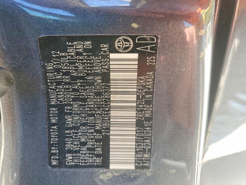 Продажа на аукционе авто 2012 Toyota Corolla, vin: 2T1BU4EE4CC786372, номер лота: 57583586