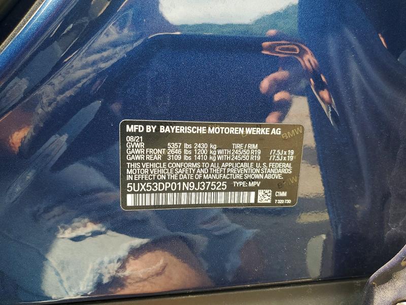Продаж на аукціоні авто 2022 Bmw X3, vin: 5UX53DP01N9J37525, номер лоту: 56800656