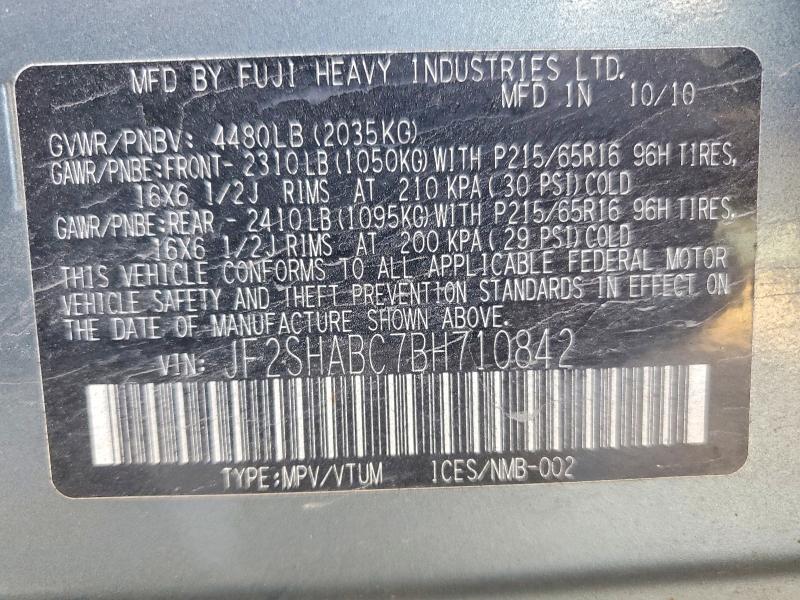 Продажа на аукционе авто 2011 Subaru Forester, vin: JF2SHABC7BH710842, номер лота: 58632786