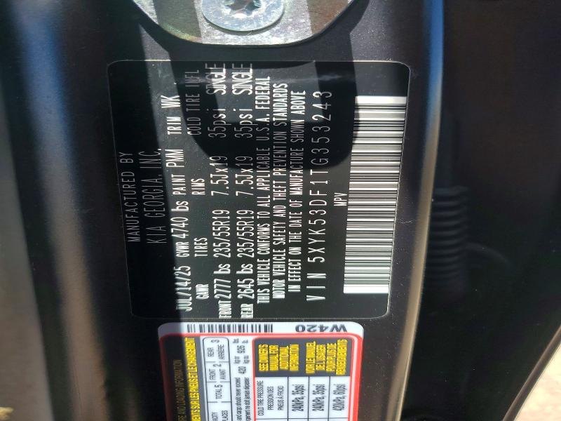 58481706 :رقم المزاد ، 5XYK53DF1TG353243 vin ، 2026 Kia Sportage مزاد بيع