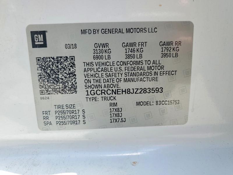 56702856 :رقم المزاد ، 1GCRCNEH8JZ283593 vin ، 2018 Chevrolet Silverado مزاد بيع