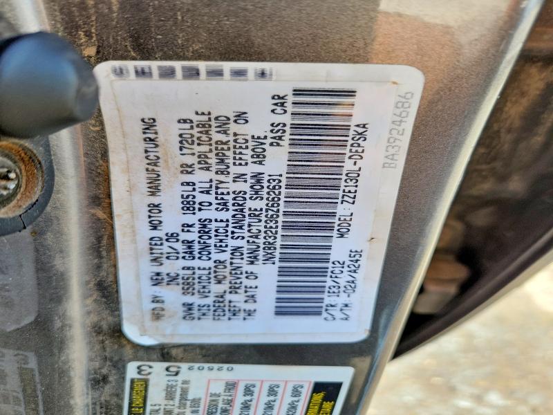 2006 Toyota Corolla მანქანა იყიდება აუქციონზე, vin: 1NXBR32E36Z662631, აუქციონის ნომერი: 58244036