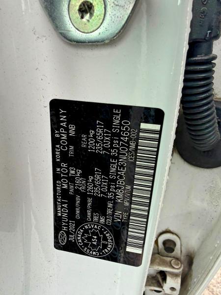 2022 Hyundai Tucson მანქანა იყიდება აუქციონზე, vin: KM8JBCAE3NU074650, აუქციონის ნომერი: 58323036