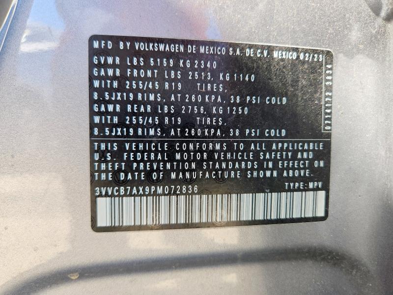 Продаж на аукціоні авто 2023 Volkswagen Tiguan, vin: 3VVCB7AX9PM072836, номер лоту: 55075266