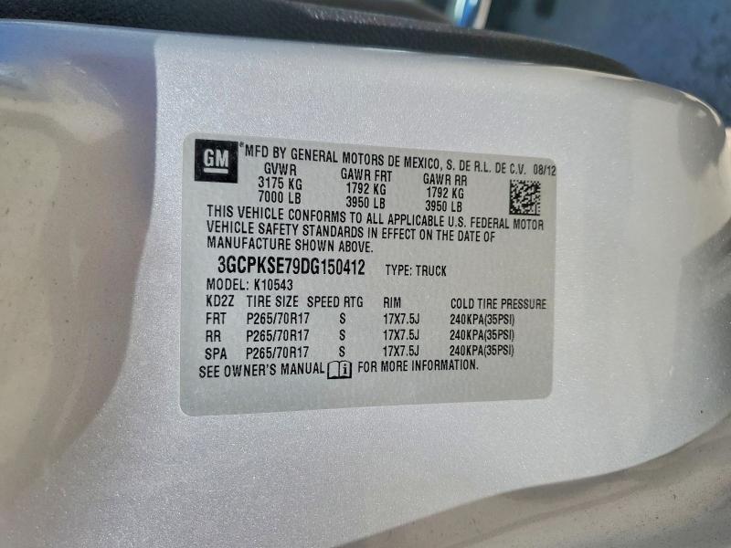 Продаж на аукціоні авто 2013 Chevrolet Silverado, vin: 3GCPKSE79DG150412, номер лоту: 57140046