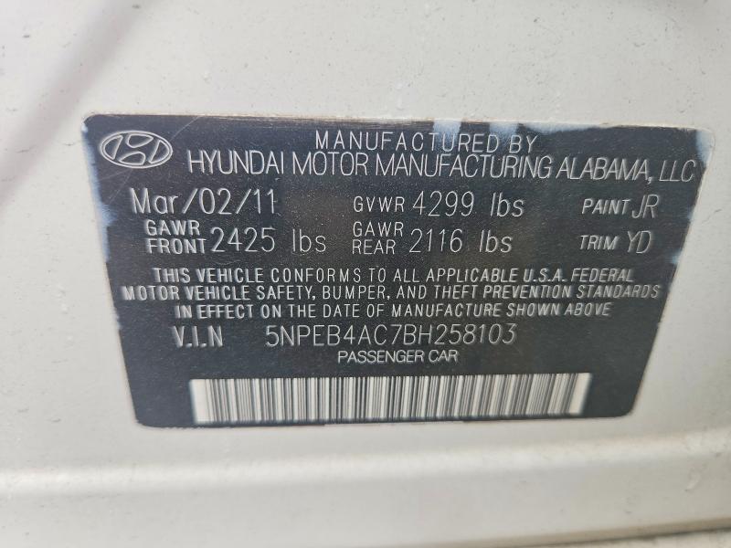 Aukcja sprzedaży 2011 Hyundai Sonata, vin: 5NPEB4AC7BH258103, numer aukcji: 56093156