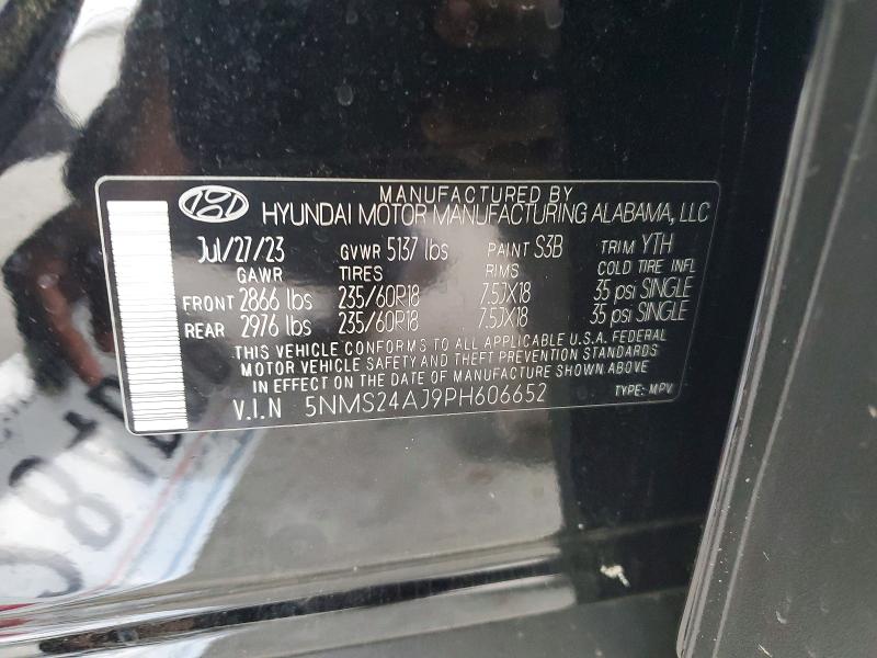 2023 Hyundai Santa Fe მანქანა იყიდება აუქციონზე, vin: 5NMS24AJ9PH606652, აუქციონის ნომერი: 56948026