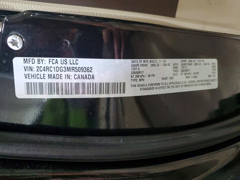 58571056 :رقم المزاد ، 2C4RC1DG3MR509362 vin ، 2021 Chrysler Voyager مزاد بيع