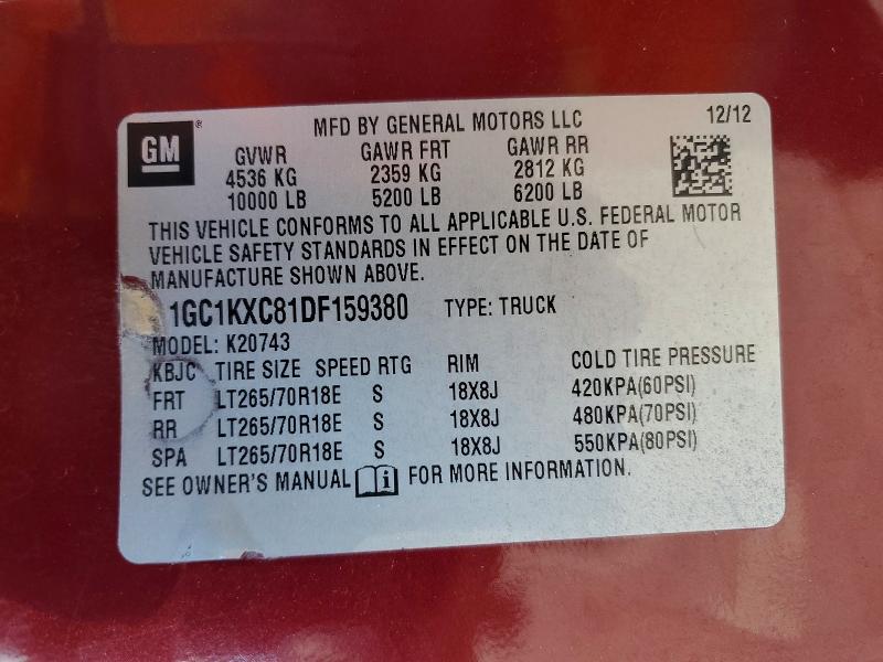 Продаж на аукціоні авто 2013 Chevrolet Silverado, vin: 1GC1KXC81DF159380, номер лоту: 56968446