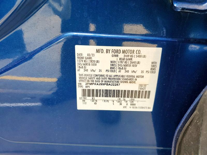 2023 Ford Edge მანქანა იყიდება აუქციონზე, vin: 2FMPK4J99PBA22287, აუქციონის ნომერი: 54415196