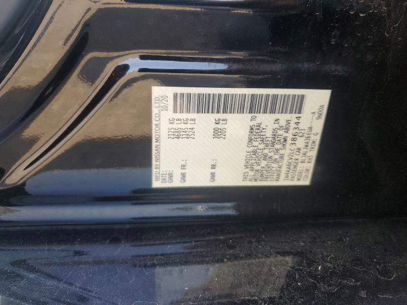 57905686 :رقم المزاد ، 1N4AA6CV2LC386344 vin ، 2020 Nissan Maxima مزاد بيع